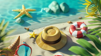 Summer Vacation Fun Holiday Relaxation Break Concept. Summer day background concept. copy space