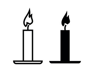 Candle icon. Stylized burning fire. A symbol of light, romance or mourning. Abstract burning candle.