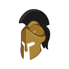 head spartan helmet cartoon. sparta armour, greek logo, trojan gladiator head spartan helmet sign. isolated symbol vector illustration