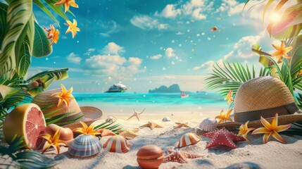 Summer Vacation Fun Holiday Relaxation Break Concept. Summer day background concept. copy space