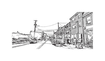 Fototapeta premium Print Building view with landmark of St. John's is the capital and largest city in Newfoundland and Labrador. Hand drawn sketch illustration in vector.