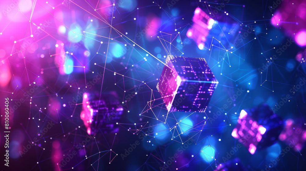 Poster a colorful image of cubes and lines that are connected to each other