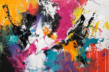 An abstract expressionist painting, with emotive brushstrokes and bold colors