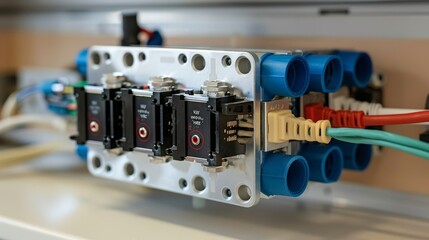 A red light is on a piece of equipment