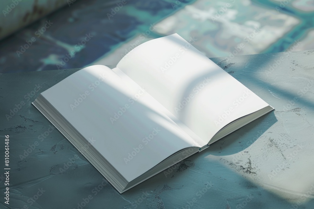 Poster an open book resting on a table. suitable for educational and literary concepts