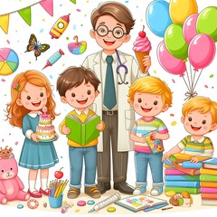 Playful Wishes: Happy Children's Day Illustration