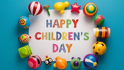Playful Wishes: Happy Children's Day Illustration
