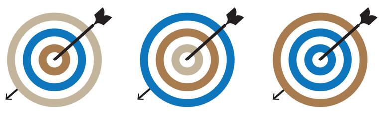 Target with arrow icon set. Archery target with arrow. Archery target with arrow isolated on transparent background. Bullseye concept vector illustration. Vector graphic EPS 10