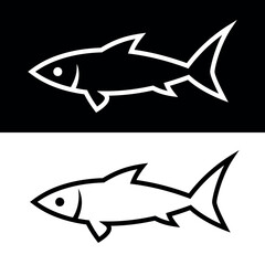 Fish icon. Stylized or abstract silhouette of a fish. Fishing symbol. Attribute of a river or aquarium, sea or ocean.