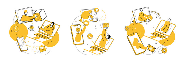 Team collaboration vector illustration. Collaborate intelligently, turning information into actionable corporate strategies In realm business, achievement blossoms through strategic cooperation