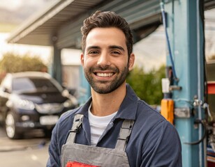 Mechanic in front of Shop