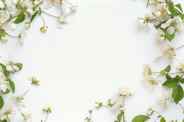 Fototapeta na wymiar White canvas with flower edges
