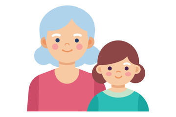 Grandma and Granddaughter Flat vector illustration