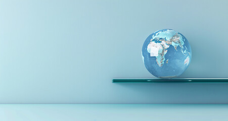 Beautiful earth globe made of glass on shelf