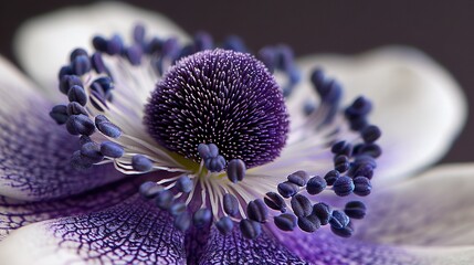   Close-up of purple and white flower with stamens at center - Powered by Adobe