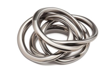 Naklejka premium Metal rings arranged on a plain white background. Suitable for industrial or minimalist design projects