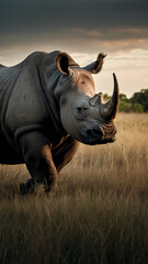 Obraz premium rhino at sunset