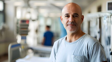 bald man patient in a hospital