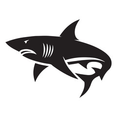 Shark , Shark silhouette , shark black and white ,Silhouette minimalist shark logo design