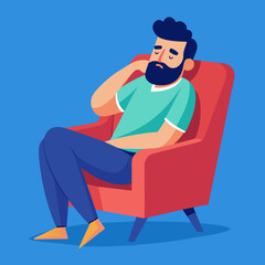  Bearded man concept. A person is resting or thinking about something vector illustration 
