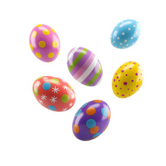 Obraz premium floating colorful easter eggs isolated on transparent background Generative Ai.