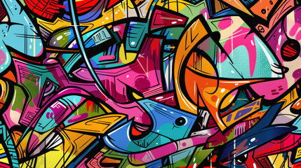 Seamless pattern background illustration with urban graffiti art.
