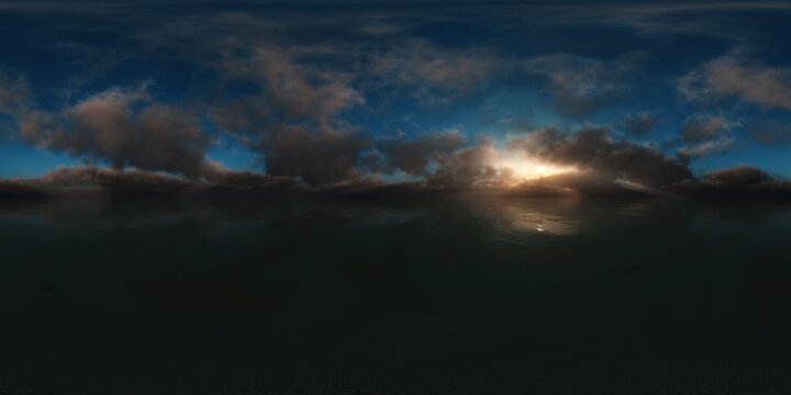 panorama of a stormy sea, HDRI, environment map , Round panorama, spherical panorama, equidistant projection, 360 high resolution panorama 
