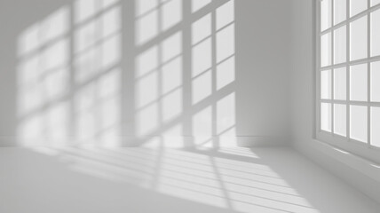 Light and shadow from window, overlay effect of shadows isolated on transparent background, shadow of a natural lighting in the interior through a window on the right