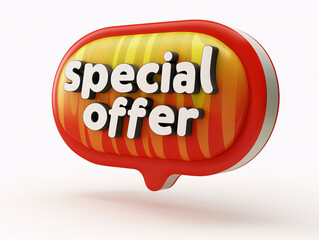 A red and white sign that says "Special Offer" with a cloud-like design