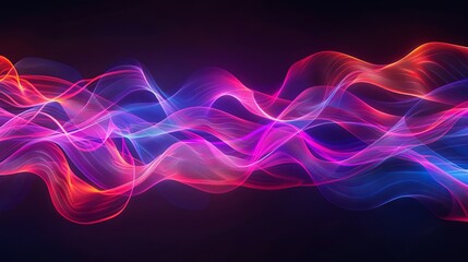 Dynamic neon waveforms creating a sense of movement and flow on white