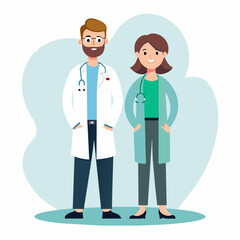 A couple of doctors standing together vector illustration 
