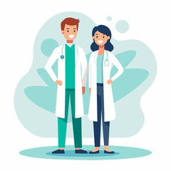 A couple of doctors standing together vector illustration 
