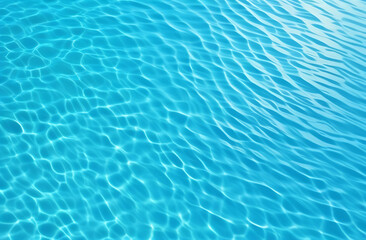Obraz premium Aqua waves and coconut palm shadow on blue background. Water pool texture top view.Tropical summer mockup design. Luxury travel holiday. 3d render 