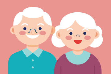 Happy Grandparents day greeting card. Grandmother and Grandfather cartoon characters