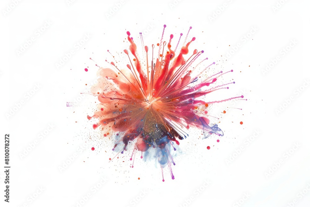 Poster festive fireworks exploding on a transparent white backdrop, adding vibrancy