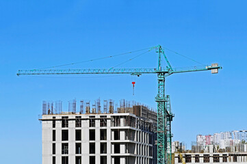 Construction site with crane and sky