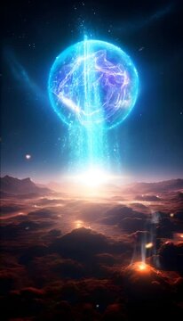  Weltraum, weinender Planet. Live Wallpaper f&uuml;r Telefon.