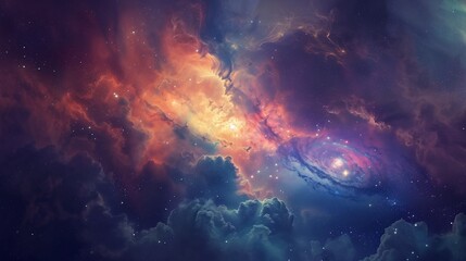 Fototapeta premium A cosmic dance of stars and galaxies swirling in the depths of space.