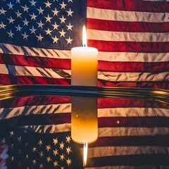 Una vela junto a una bandera en el fondo