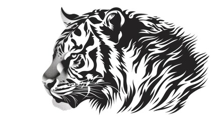Obraz premium Black and white image of a tiger's head.