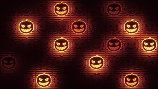 VJ Halloween Pumpkins. Dynamic neon orange pattern. VJ Loop.