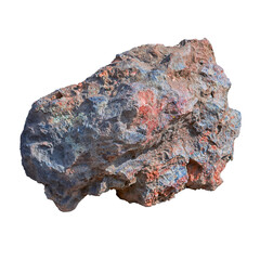 Specimen natural rock hematite, iron ore mineral stone isolated on white background.