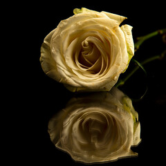Serene white rose with elegant reflection