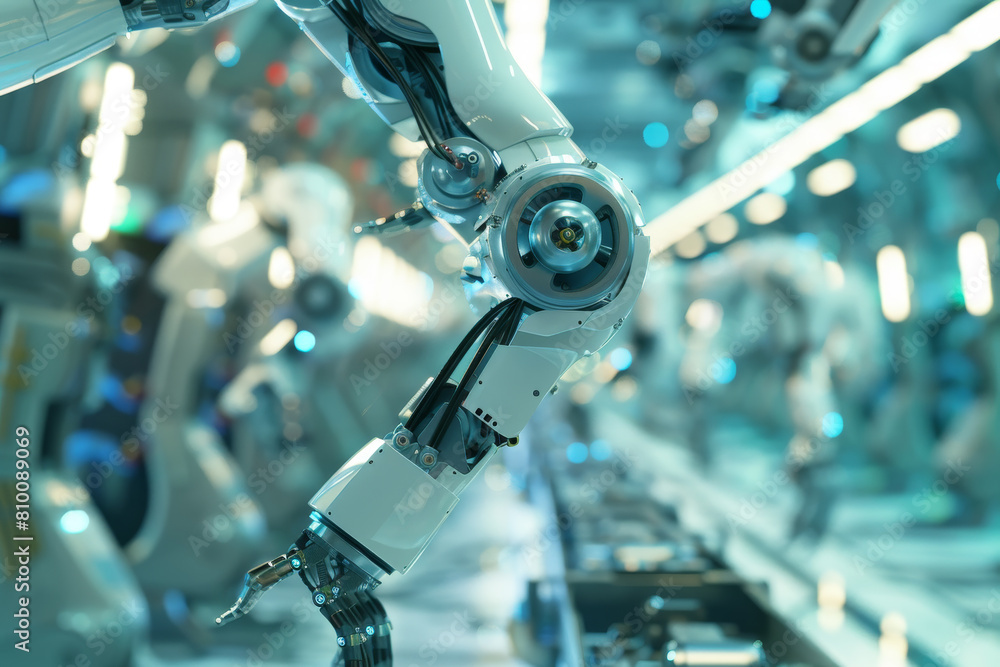Aufkleber a robot arm is shown in a factory setting