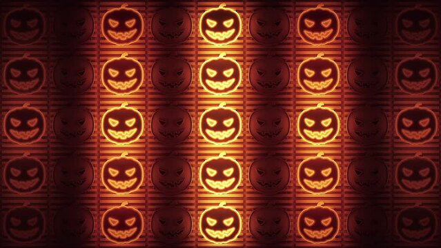 VJ Halloween Pumpkins. Dynamic neon orange pattern. VJ Loop.