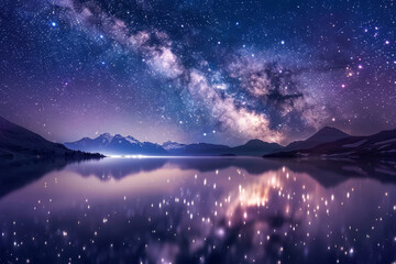 Fototapeta premium A beautiful night sky with a large milky way
