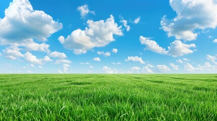 Obraz premium Lush green meadow background, sunny weather