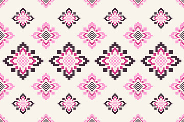 Pixel pattern ethnic oriental traditional. design fabric pattern textile African Indonesian,Indian, seamless Aztec style abstract vector illustration for print clothing, texture, fabric, wallpaper, de