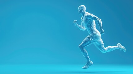 Naklejka premium Man running on blue background