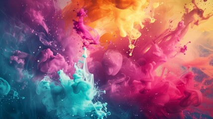 Obraz premium Dynamic splashes of color frozen in a moment of digital ecstasy.